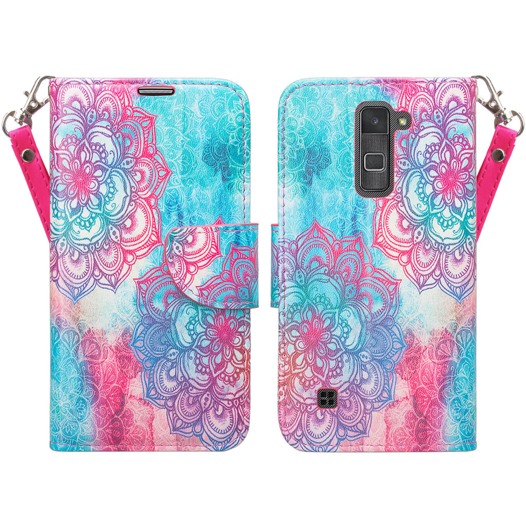 lg stylo 2 wallet case - teal flower - www.coverlabusa.com