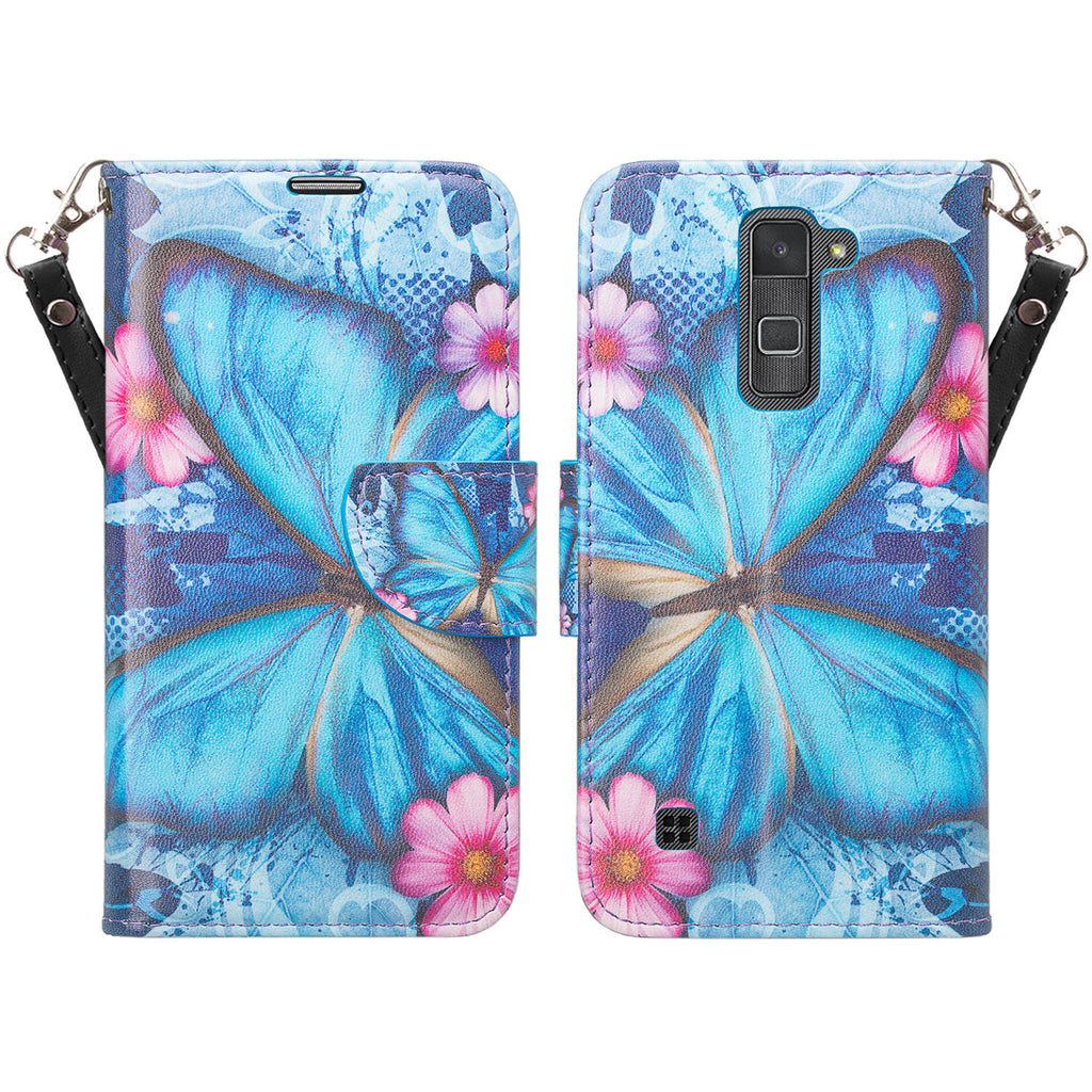 lg stylo 2 wallet case - blue butterflies - www.coverlabusa.com