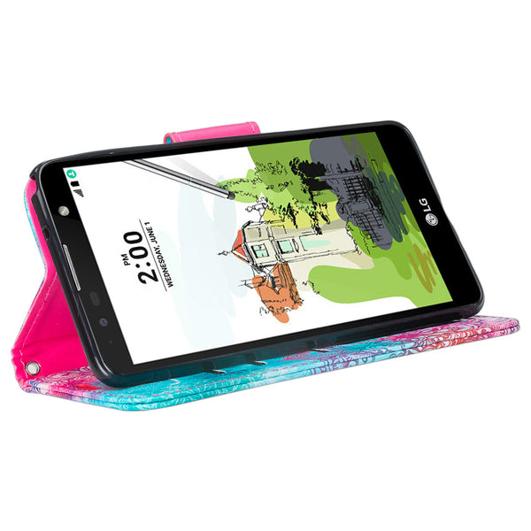 lg stylo 2 wallet case - teal flower - www.coverlabusa.com