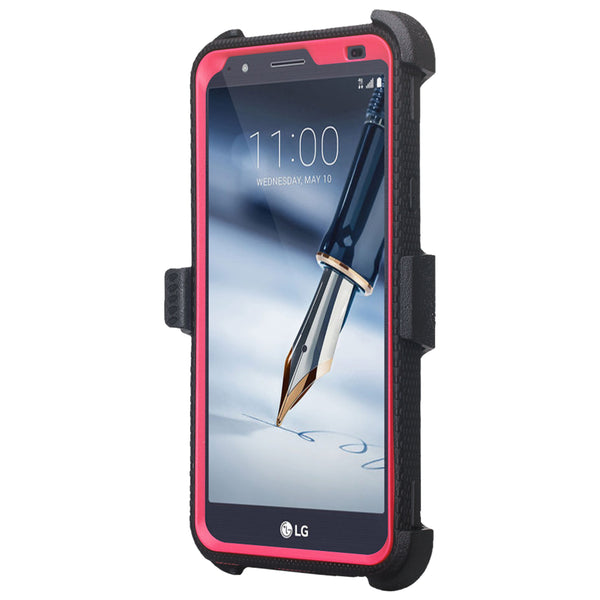 lg stylo 4 heavy duty holster case - hot pink - www.coverlabusa.com