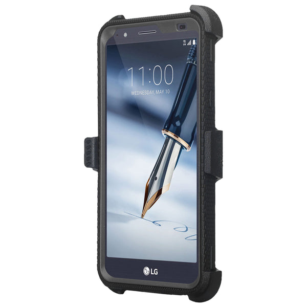 lg stylo 4 heavy duty holster case - black - www.coverlabusa.com