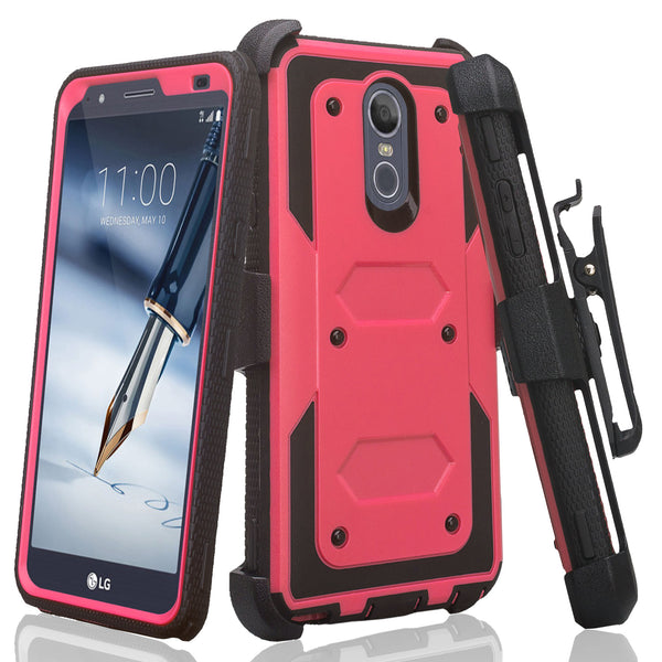lg stylo 4 heavy duty holster case - hot pink - www.coverlabusa.com