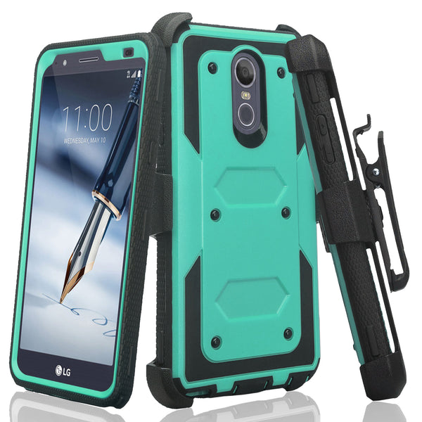 lg stylo 4 heavy duty holster case - teal - www.coverlabusa.com