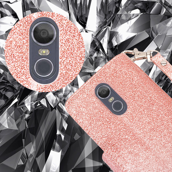 LG Stylo 4 Glitter Wallet Case - Rose Gold - www.coverlabusa.com