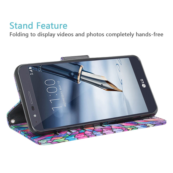 LG Stylo 4 Play Wallet Case - rainbow flower - www.coverlabusa.com