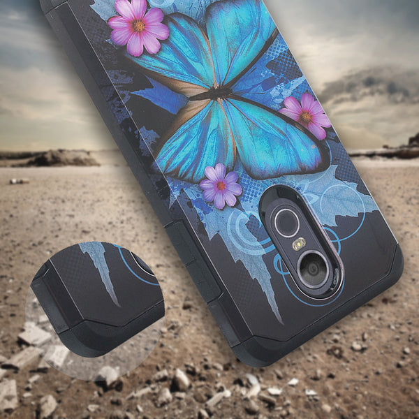 lg aristo 4 plus hybrid case - blue butterfly - www.coverlabusa.com