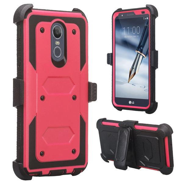 lg stylo 4 heavy duty holster case - hot pink - www.coverlabusa.com