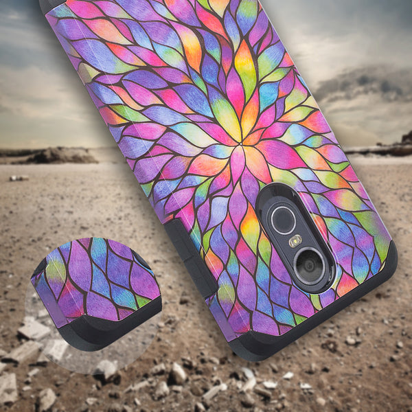 lg stylo 4 play hybrid case - rainbow flower - www.coverlabusa.com