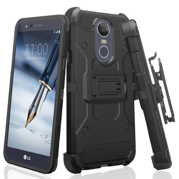 LG Stylo 4 Hybrid Holster Case - Black - www.coverlabusa.com