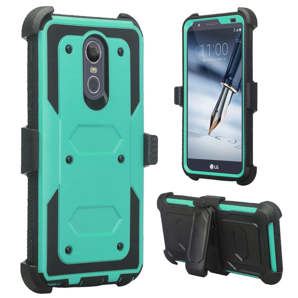 lg stylo 4 heavy duty holster case - teal - www.coverlabusa.com