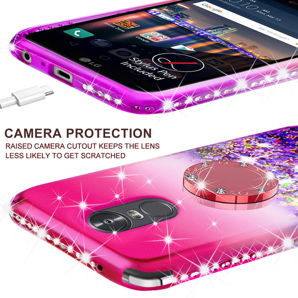glitter ring phone case for lg stylo 3 - pink gradient - www.coverlabusa.com 