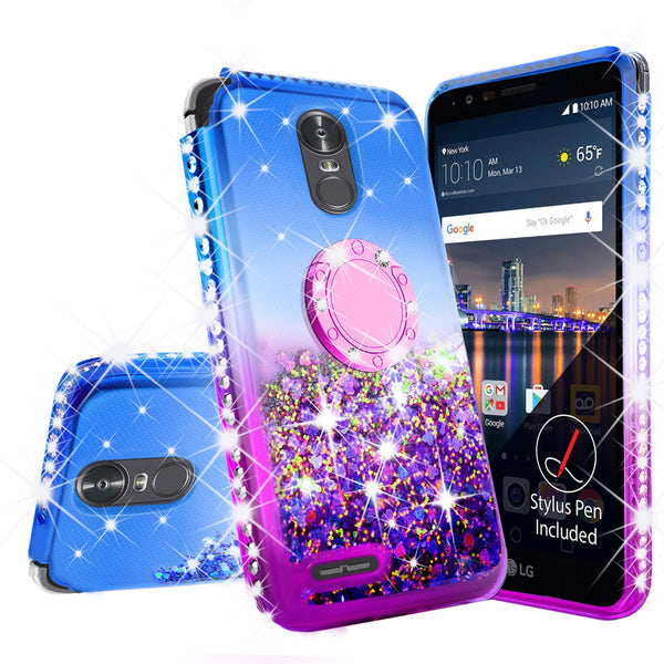 glitter ring phone case for lg stylo 3 - blue gradient - www.coverlabusa.com 