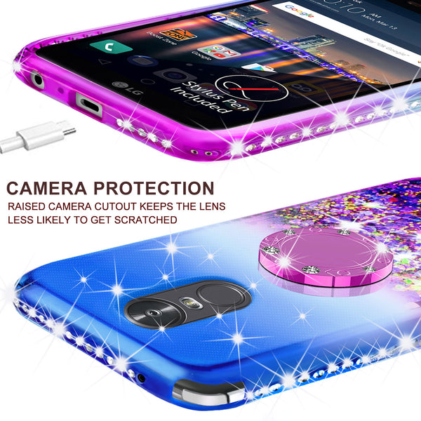 glitter ring phone case for lg stylo 3 - blue gradient - www.coverlabusa.com 