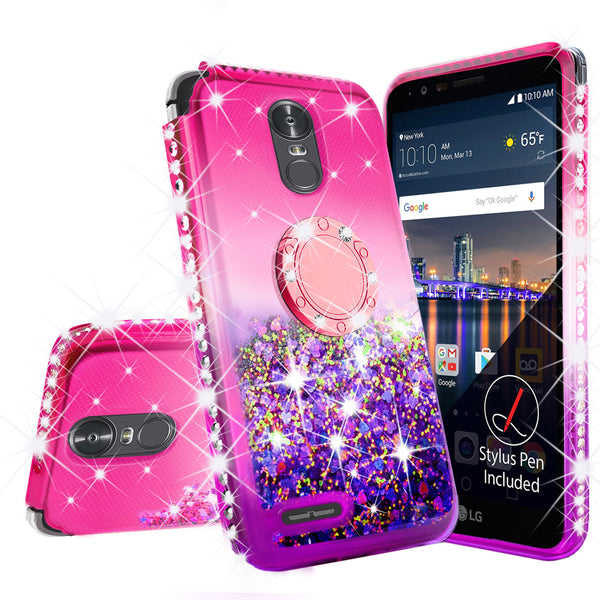 glitter ring phone case for lg stylo 3 - pink gradient - www.coverlabusa.com 