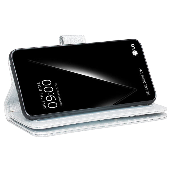 LG V30 Glitter Wallet Case - Silver - www.coverlabusa.com