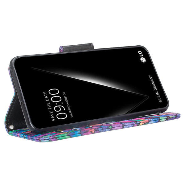 LG V30 wallet case - Rainbow Flower - www.coverlabusa.com