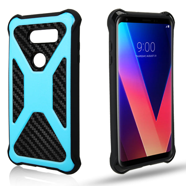 LG V30 Carbon Fiber combo case - Teal - www.coverlabusa.com