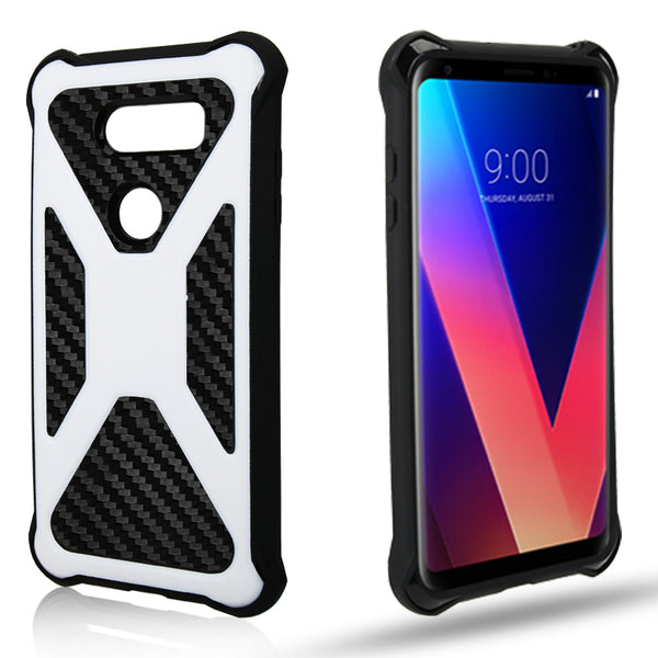 LG V30 Carbon Fiber combo case - White - www.coverlabusa.com