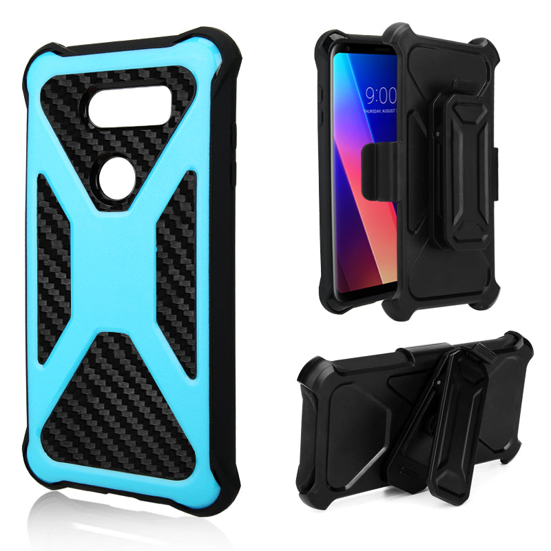 LG V30 Carbon Fiber combo case - Teal - www.coverlabusa.com