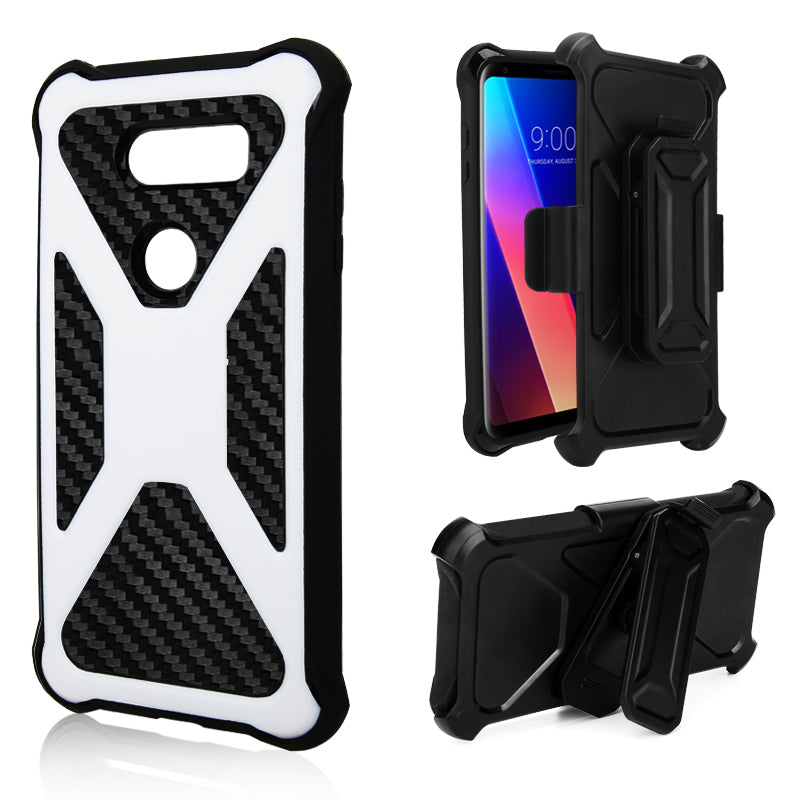 LG V30 Carbon Fiber combo case - White - www.coverlabusa.com