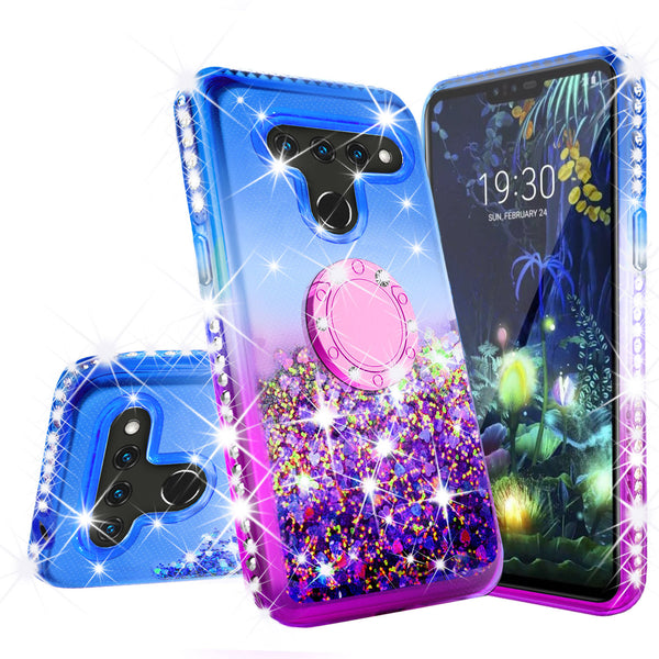 glitter ring phone case for lg v50 thinq 5g - blue gradient - www.coverlabusa.com 