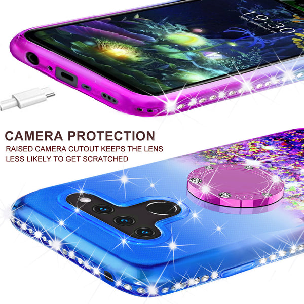 glitter ring phone case for lg v50 thinq 5g - blue gradient - www.coverlabusa.com 