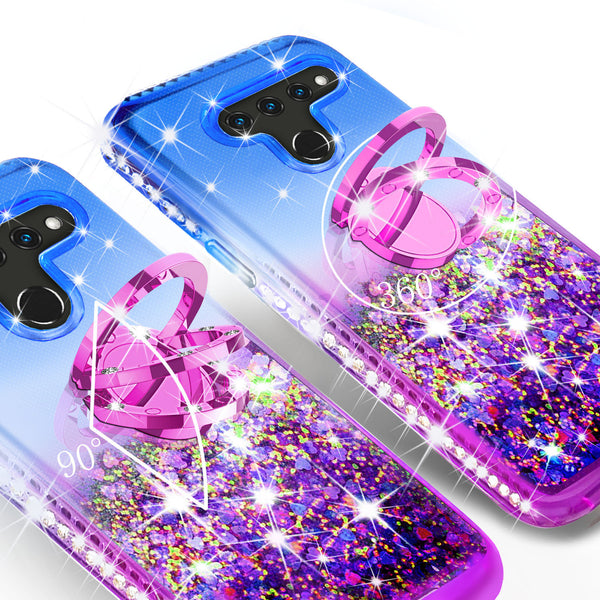 glitter ring phone case for lg v50 thinq 5g - blue gradient - www.coverlabusa.com 