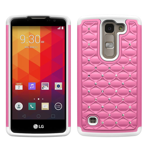 LG Volt2 Rhinestone Case - Pink/White - www.coverlabusa.com
