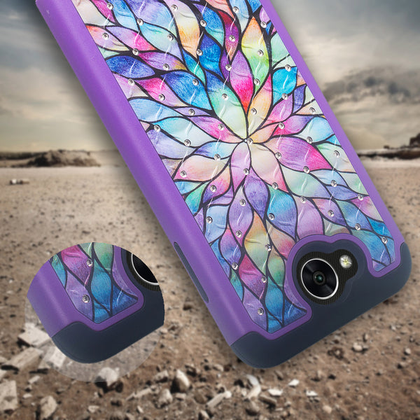 lg x power 2 case crystal rhinestone - rainbow flower - www.coverlabusa.com