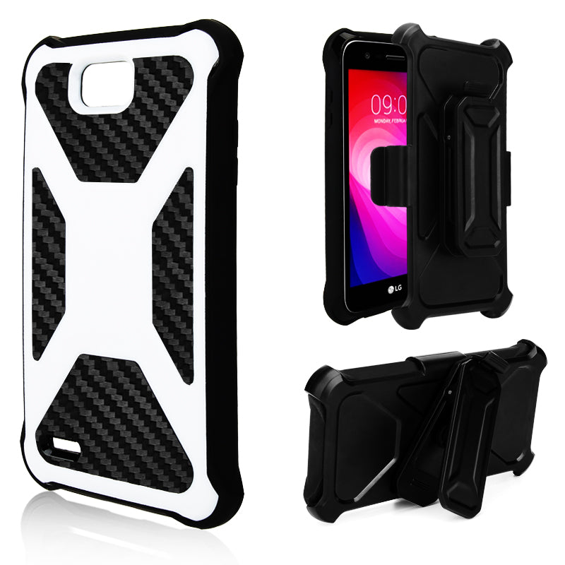 LG X Power 2 Carbon Fiber combo case - White - www.coverlabusa.com