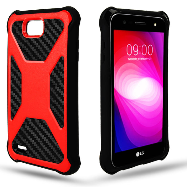 LG X Power 2 Carbon Fiber combo case - Red - www.coverlabusa.com
