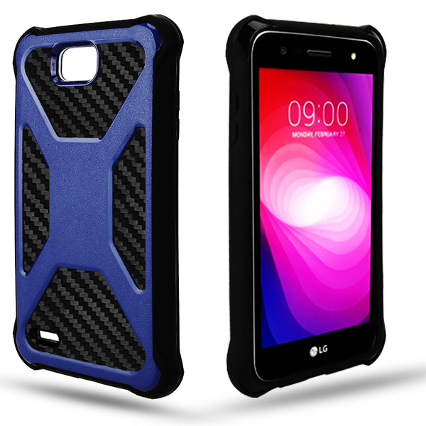 LG X Power 2 Carbon Fiber combo case - Blue - www.coverlabusa.com