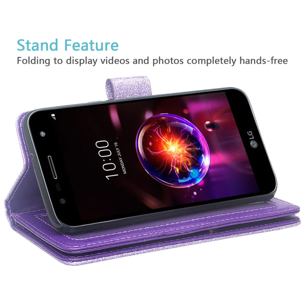 LG X Power 3 Glitter Wallet Case - Purple - www.coverlabusa.com