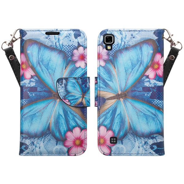 lg x power wallet case - blue butterfly - www.coverlabusa.com