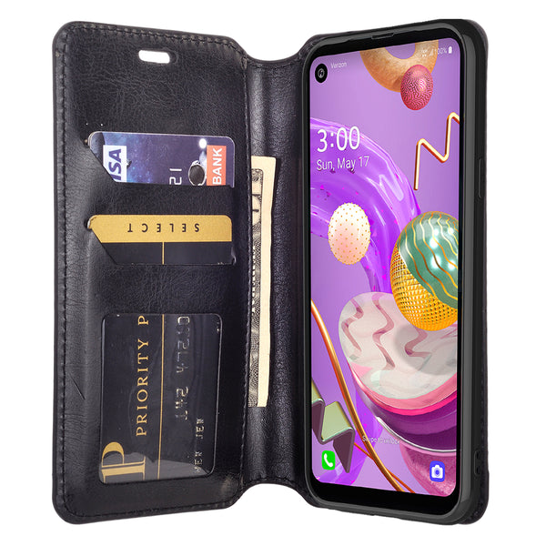 lg aristo 5 plus wallet case - black - www.coverlabusa.com