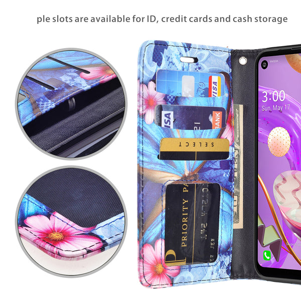 lg k51 wallet case - blue butterfly - www.coverlabusa.com