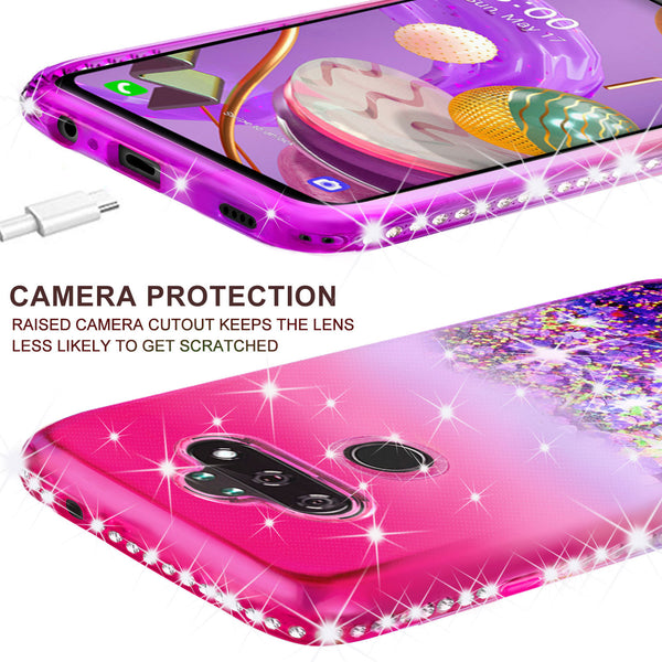 glitter phone case for lg aristo 5 plus - hot pink/purple gradient - www.coverlabusa.com