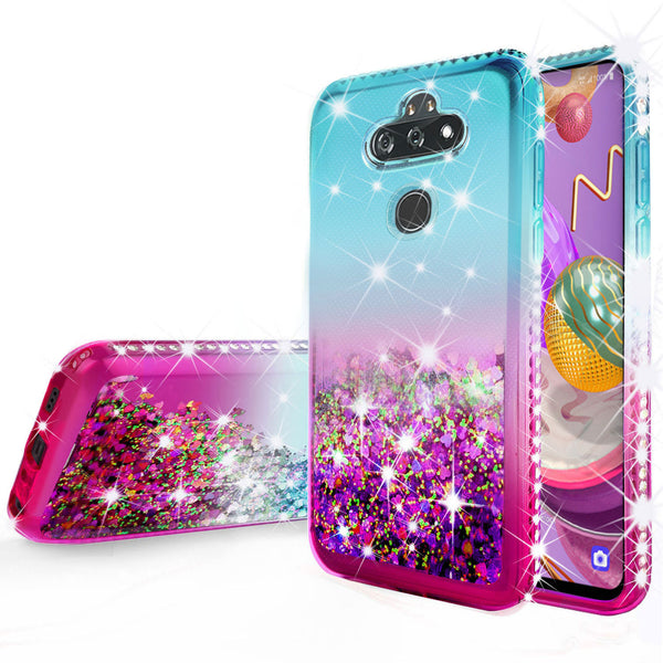 glitter phone case for lg aristo 5 plus - pink/teal gradient - www.coverlabusa.com