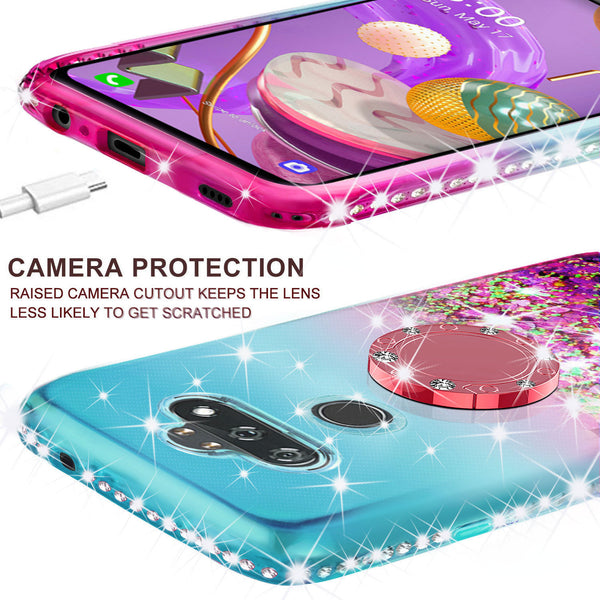 glitter phone case for lg aristo 5 plus - pink/teal gradient - www.coverlabusa.com