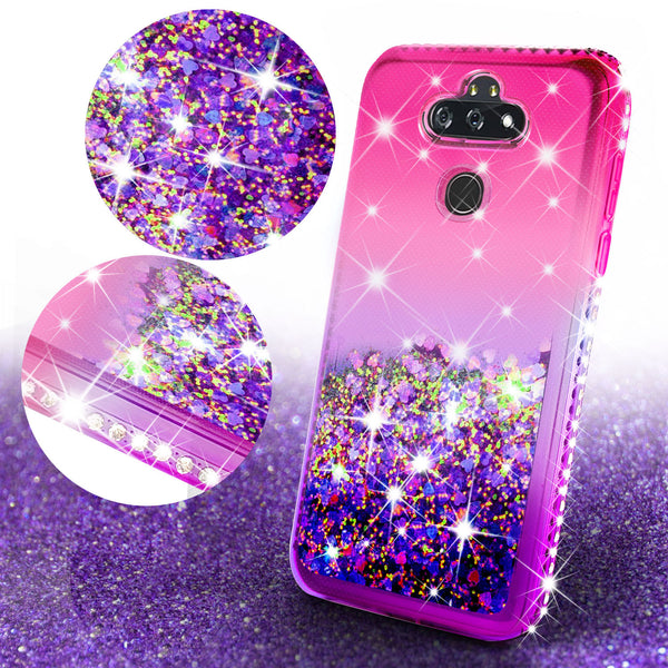 glitter phone case for lg aristo 5 plus - hot pink/purple gradient - www.coverlabusa.com