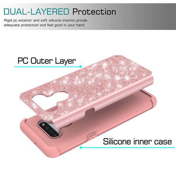 lg k51 glitter hybrid case - rose gold - www.coverlabusa.com