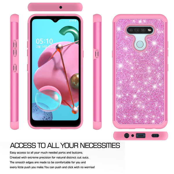 lg k51 glitter hybrid case - hot pink - www.coverlabusa.com