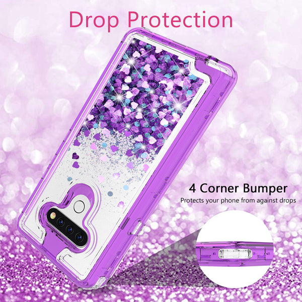 hard clear glitter phone case for lg stylo 6 - purple - www.coverlabusa.com 