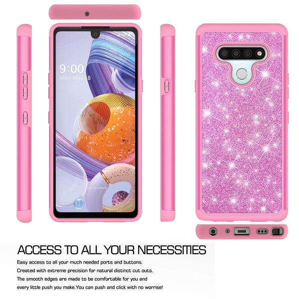 lg stylo 6 glitter hybrid case - hot pink - www.coverlabusa.com