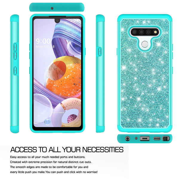 lg stylo 6 glitter hybrid case - teal - www.coverlabusa.com