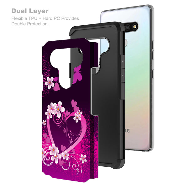 lg stylo 6 hybrid case - heart butterflies - www.coverlabusa.com