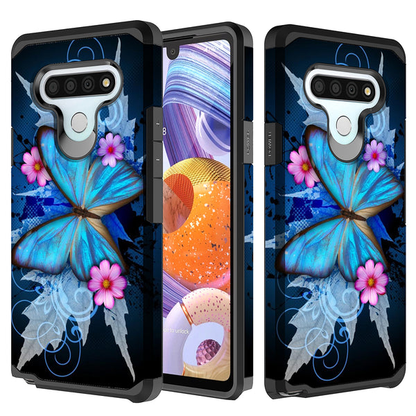 lg k51 hybrid case - blue butterfly - www.coverlabusa.com