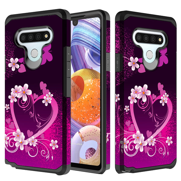 lg stylo 6 hybrid case - heart butterflies - www.coverlabusa.com