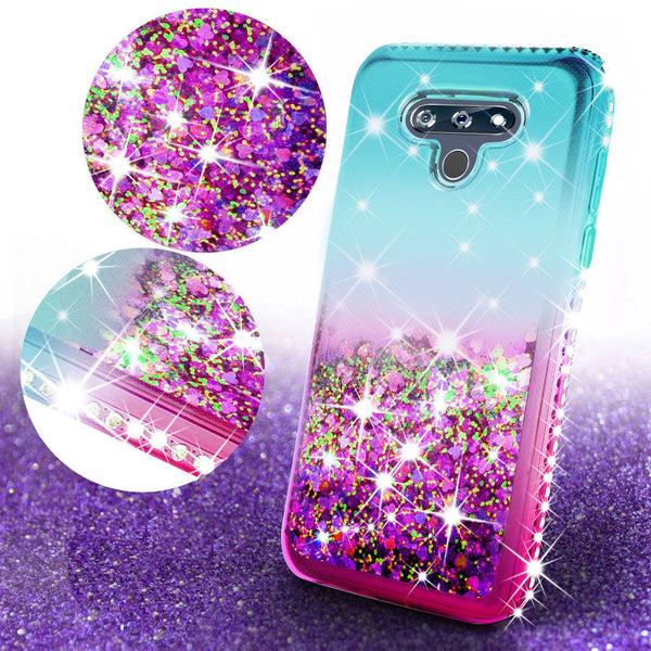 glitter phone case for lg k51 -teal/pink gradient - www.coverlabusa.com