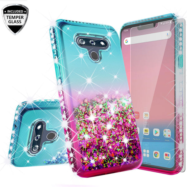 glitter phone case for lg k51 -teal/pink gradient - www.coverlabusa.com